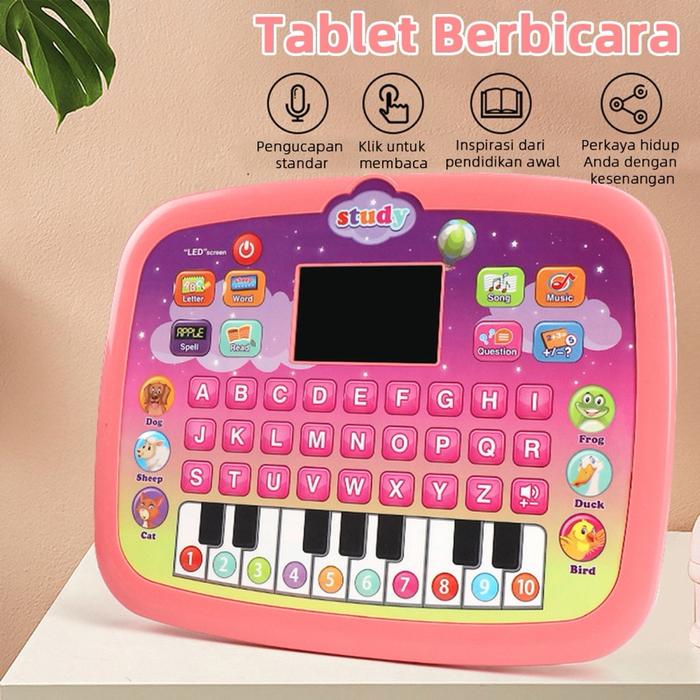 Tablet Belajar Mainan Edukasi Dengan LED Early Education Musik Piano Tablet Mainan Belajar Anak Peng
