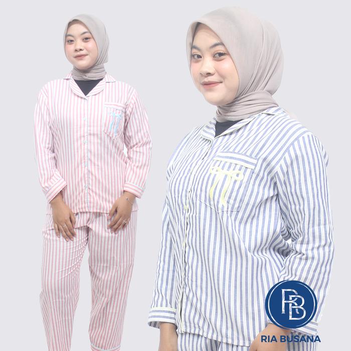 Ria Busana - Pretty Cute - Setelan Baju Tidur Wanita Panjang Salur Art. 10630-STRIPE