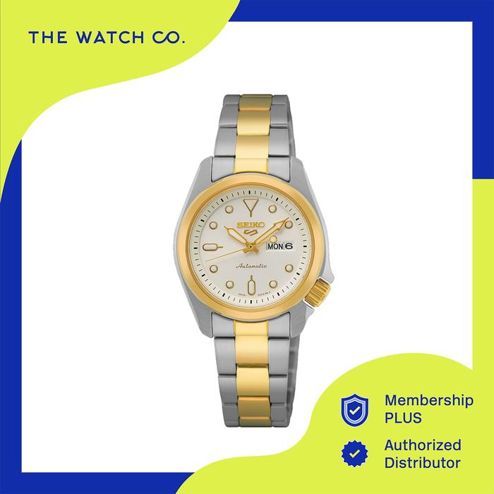 Jam Tangan Seiko 5 Sports SRE004K1 Automatic Women White Dial Two Tone Bracelet 28mm - SRE004K1