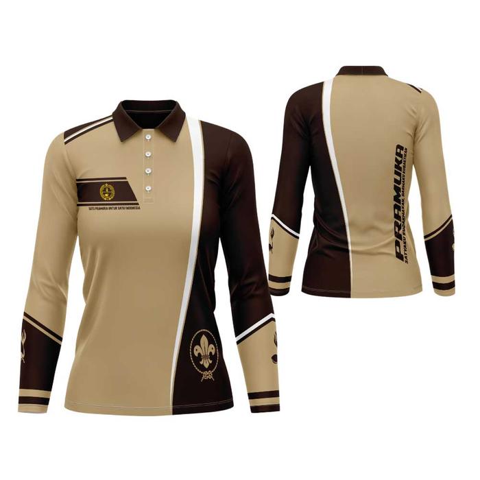 Bajua Kaos Polo Pramuka Wanita / Kaos Jersey Pramuka Pembina / Seragam Guru Pramuka Custom Nama