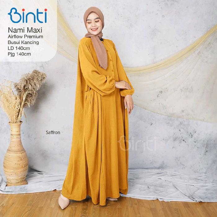 NAMI MAXY DRESS AIRFLOW JUMBO LD 140 BY BINTI / GAMIS MUSLIMAH BIGSIZE XXXXL BB 100-120KG