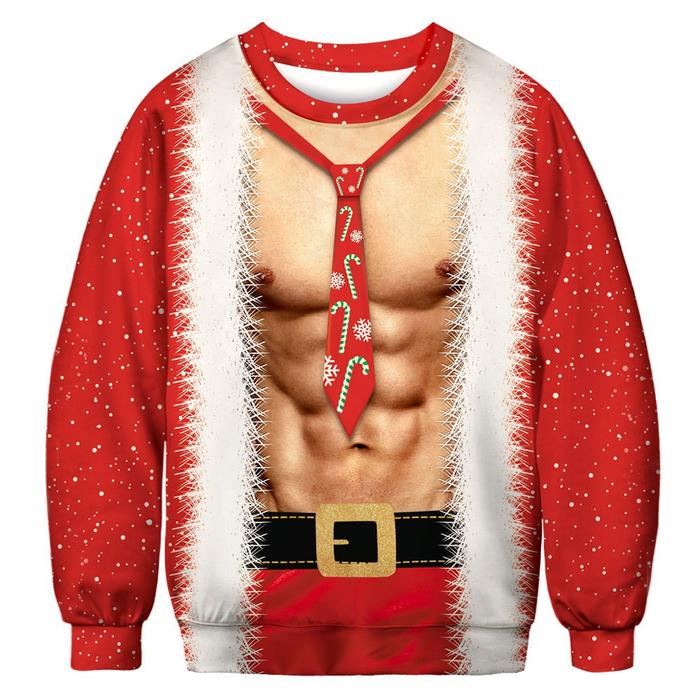 Digital Print round Neck Long Sleeve Sweatshirt Christmas Theme Fashionable Streetwear for Teens And