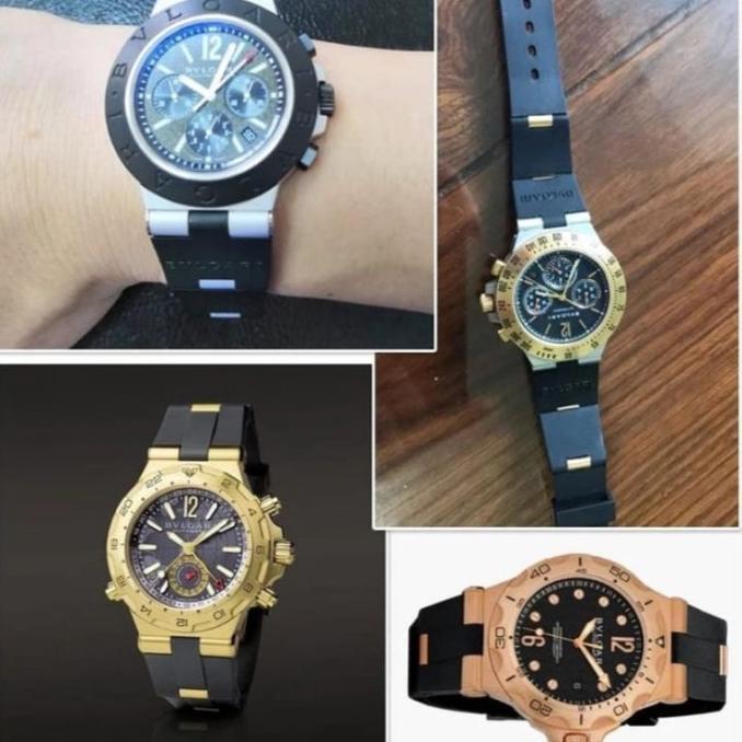 Baru Tali Jam Bvlgari Diagono Al38A Rubber Strap Bvlgari Diagono Hitam