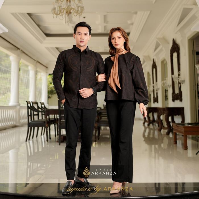 Arkanza Signature Sarimbit Batik Couple Motif Mahadipa Blouse Wanita Kemeja Pria Pasangan Keluarga L