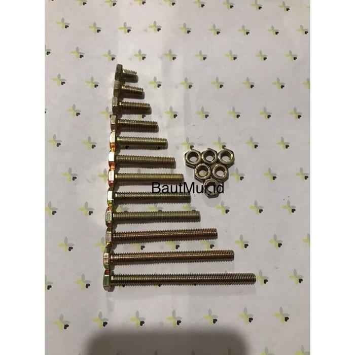 Baut Mur Kuning 6x10 Bmk 6x10 Baut 10(1cm) Paket [50pcs]