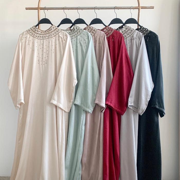 Najwa Abaya Silk Shimmer | Abaya Gamis Elegan | Abaya Cradenza | Dress Lebaran | Abaya Turki | Abaya
