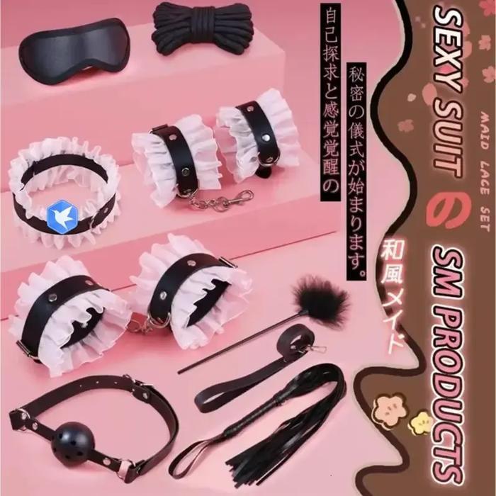 BAJU LENGAN PANJANG Promo BDSM Bondage Restraint Set Handcuffs S&M Fox Tail Alat Pijat Bondage
