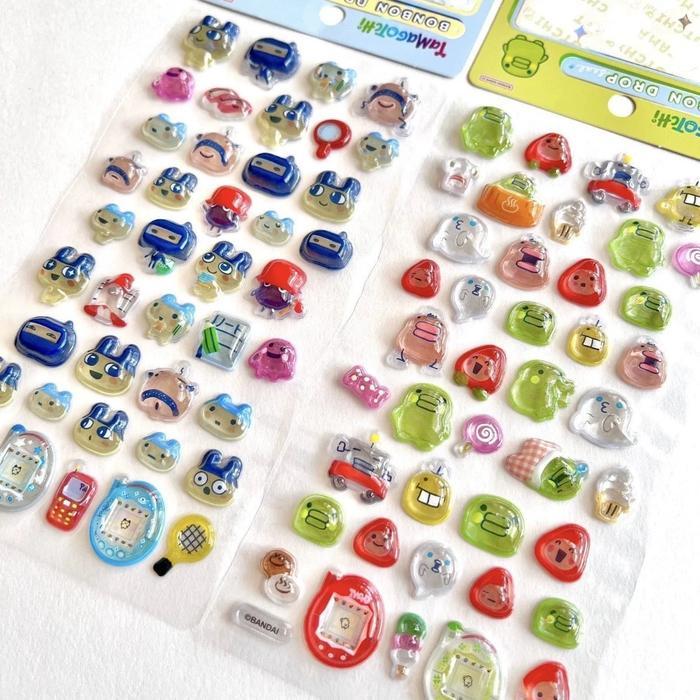 Kawaii Tamagotchi Stickers 3D Relief Cartoon Peripheral Phone Case Camera Transparent Sticker Hand A