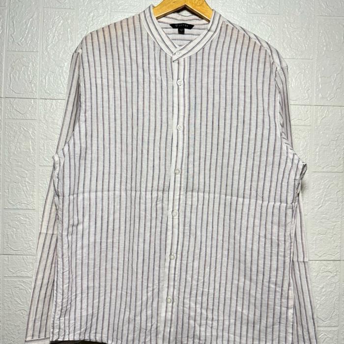 kemeja guess linen XL/kemeja kerah sanghai/striped shirt/casual shirt/second thrift
