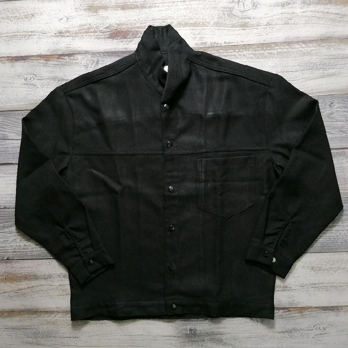 Jaket Vintage Kemeja Casual Attention Hitam Dengan Kancing Depan Dan Saku Samping