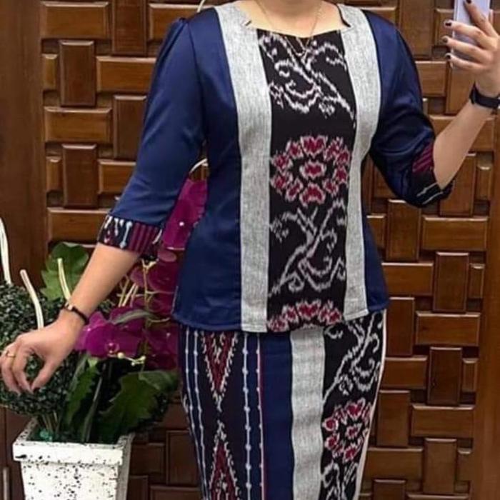Set Tenun Jepara Blus dan Rok untuk Wanita - rok Setelan