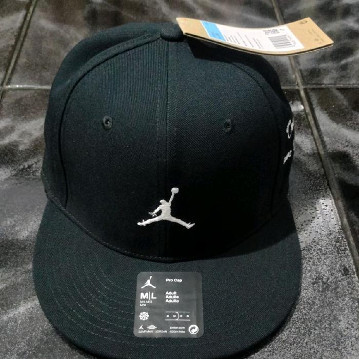 Topi Nike Original Size M/L Jordan Pro Structured Flat Cap Black / Snapback Hitam