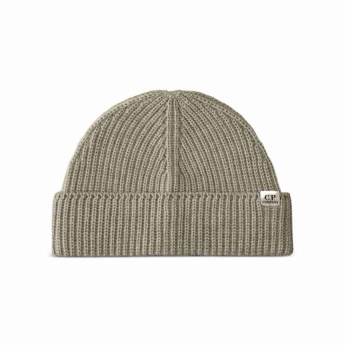CP Company Ribbed Wool Beanie Hat Grey