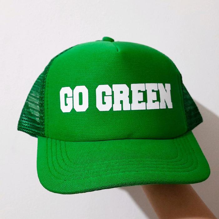 Topi dewasa unisex tulisan GO GREEN cinta sadar lingkungan eco friendly warna hijau