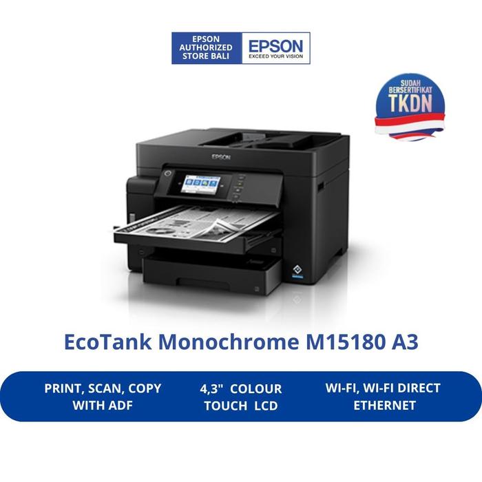 Epson Printer EcoTank Monochrome M15180 M-15180 M 15180 A3 Wi-Fi Duplex Multi-Function Ink Tank Pri