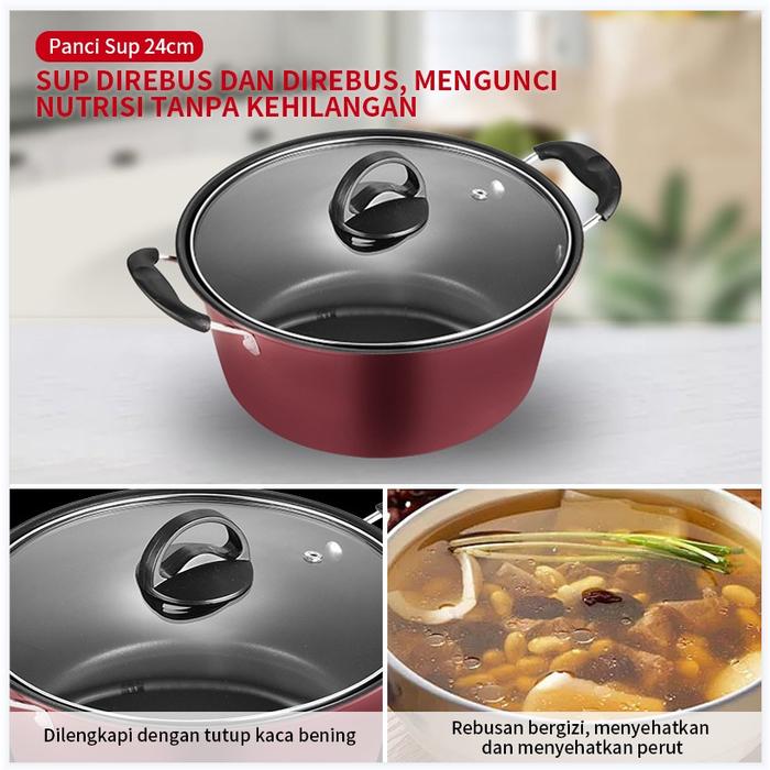 Panci Wajan Teflon Set Panci Teflon Penggorengan Set 3 Pcs Pans Pots