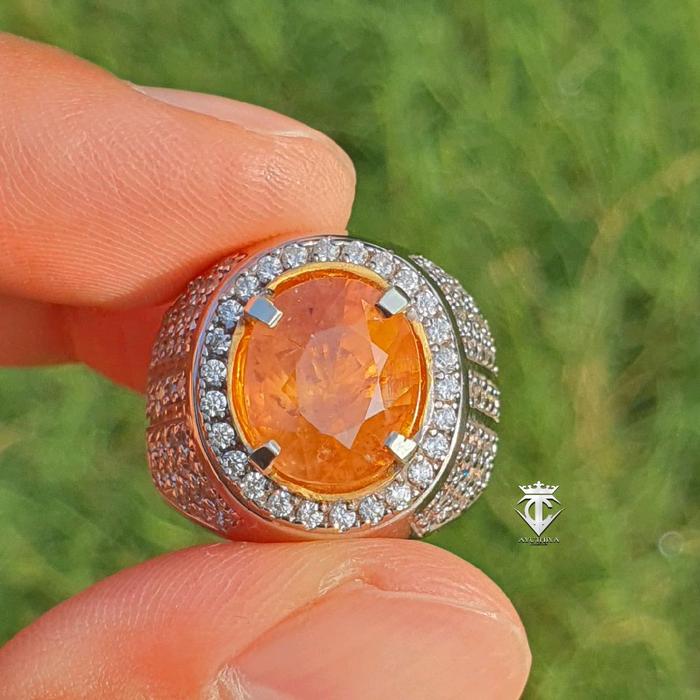 Batu Permata Natural Orange Zircon Cambodia 8.79 Ct NTE CGL Lab Memo