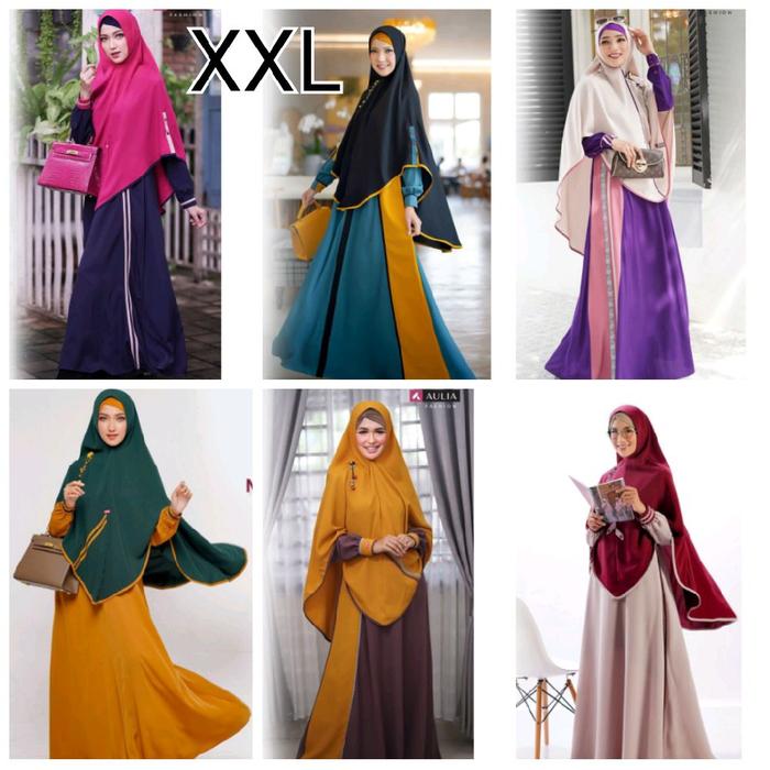 set gamis Aulia XXL jumbo , warna cantik , model modern elegan, simple dan nyaman