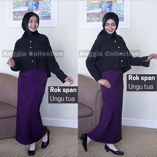 PROMO!! ROK SPAN/ROK KERJA WANITA/ROK FORMAL warna Moca khaki putih silver ungu tua cream merah Kanc