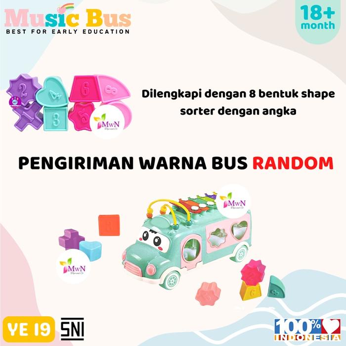 MWN Mainan Edukasi Xylophone Music Bus YE 20