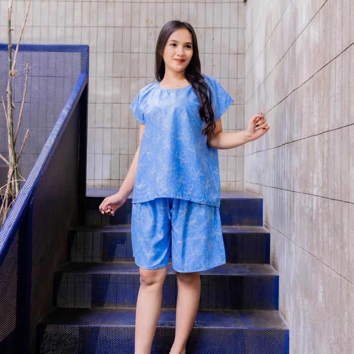 Baby Doll Wanita Jumbo Setelan Baju Santai Motif Terbaru All Size LD 125 BB 40-85 Celana Pendek Nyam