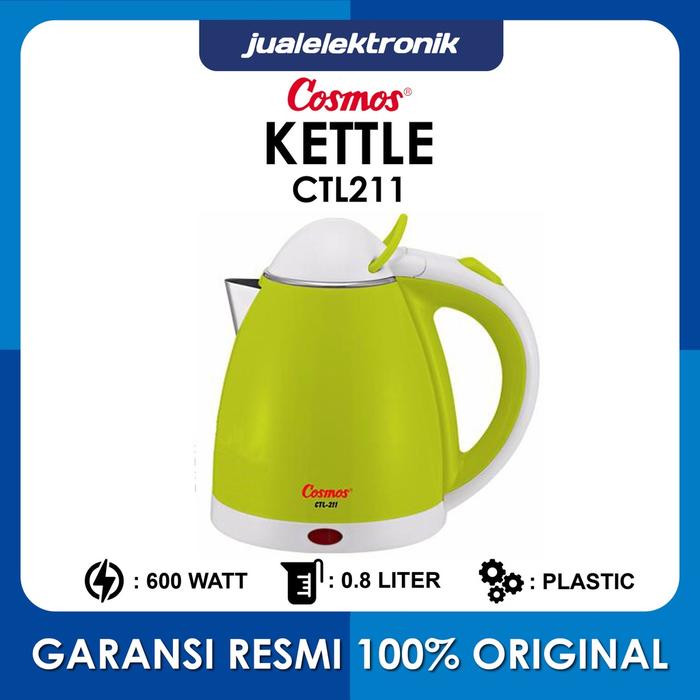 Cosmos Kettle Listrik 0.8 Liter CTL211 / Pemanas Air / 600 Watt / Garansi Resmi / Murah / Teko