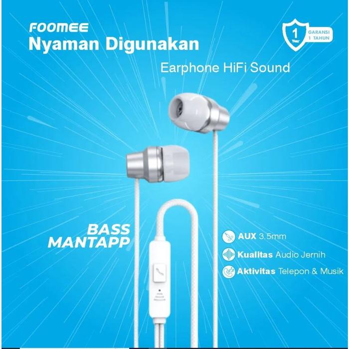 Headset Earphone Handsfree Foomee QA44 Earphone/Headset In Ear Music Stereo Original Wired Headset F