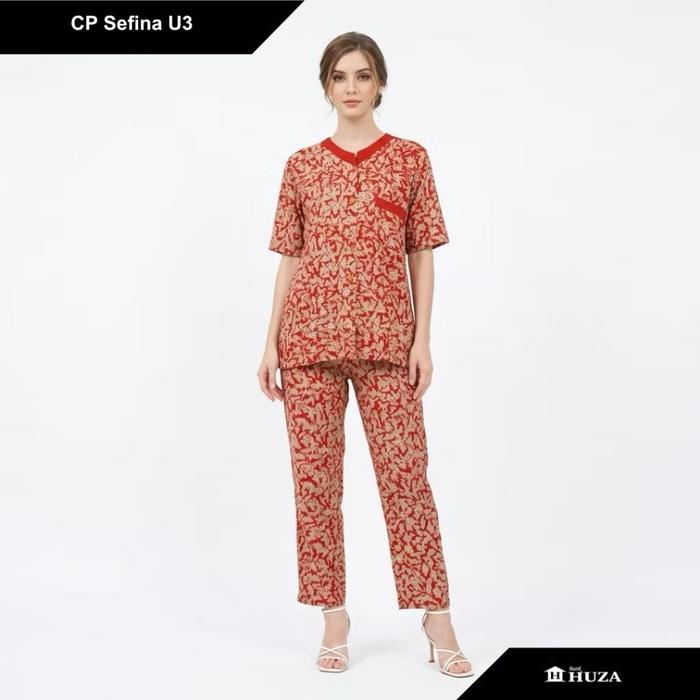Batik Huza Baju Tidur Dewasa Setelan Celana Panjang Sefina U3