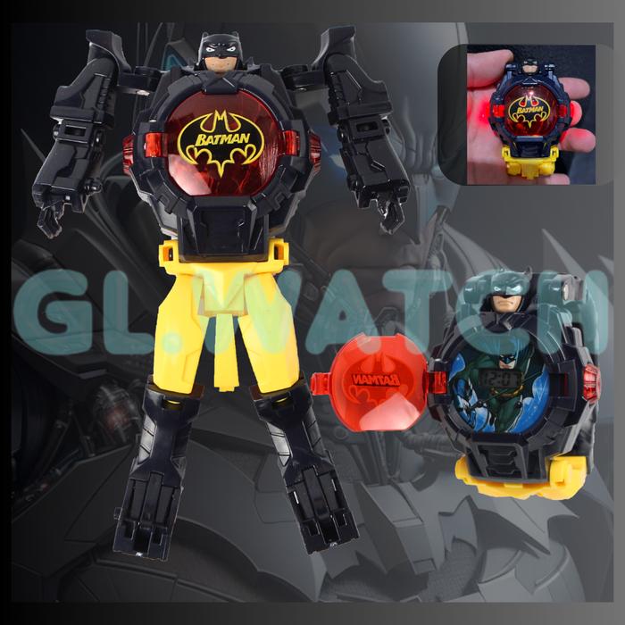 Jam tangan Batman robot anak laki laki lampu LED
