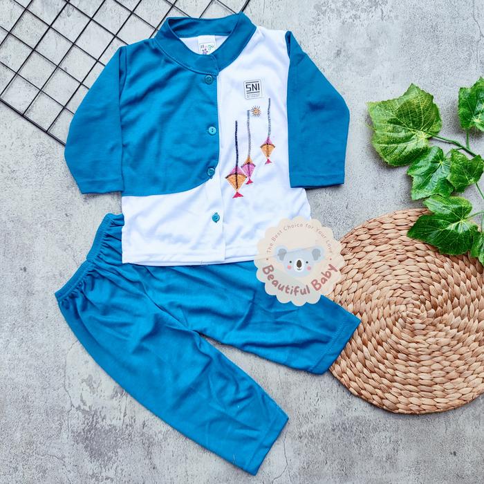 Setelan Koko Bayi Laki-laki Motif Layang-layang Usia 3 sd 12 Bulan / Setelan Muslim Bayi Cowok / Baj