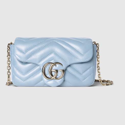Tas messenger,Tas Premium Wanita,GG Marmont mini shoulder bag,blue