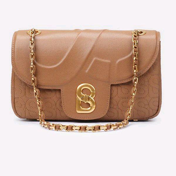 Buttonscarves Aluna Leather Flap Bag Medium Caramel