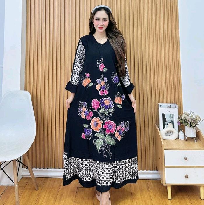 Sackdress Batu Rayon Samitex Busui Motif Nyaman Panjang Santai Wanita Tidur Adem  Bumil Daster Encim