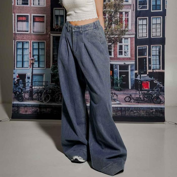 This Is April Celana Jeans Hh Waist Oversize Kulot Panjang Wanita Morgan Pants Denim 200434