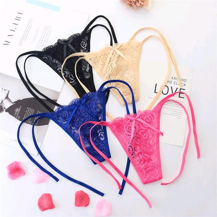 Celana Dalam Wanita Lace Renda Sexy CD G String Tali Samping