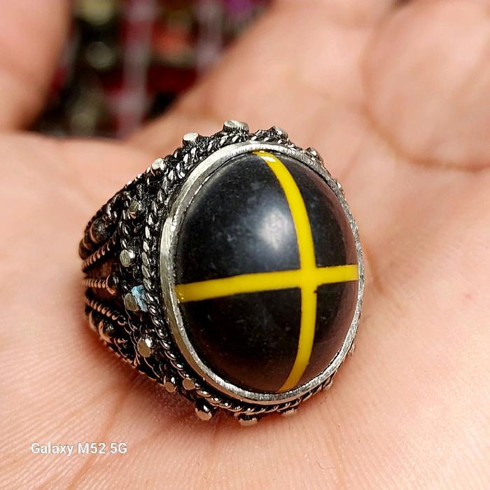 Cincin Galih Kelor Tapak Jalak serat Emas natural handmade ring alpaka super mewah elegan Batu