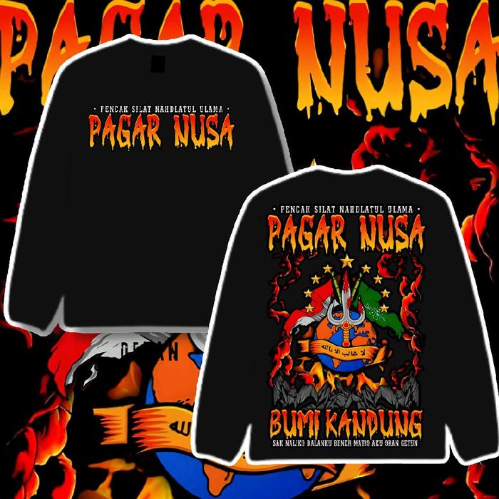 KAOS PAGAR NUSA KECE Unisex Lengan Panjang Bahan Premium Size S-XXXL Hitam Polos Distro Dewasa Katun