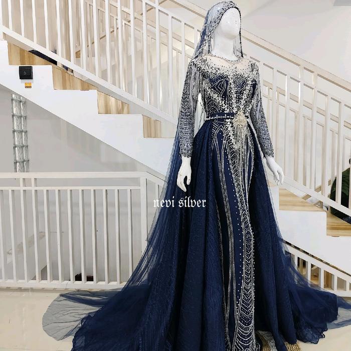 slim ekor navy silver premium. slim terbaru.  Pengantin Gaun