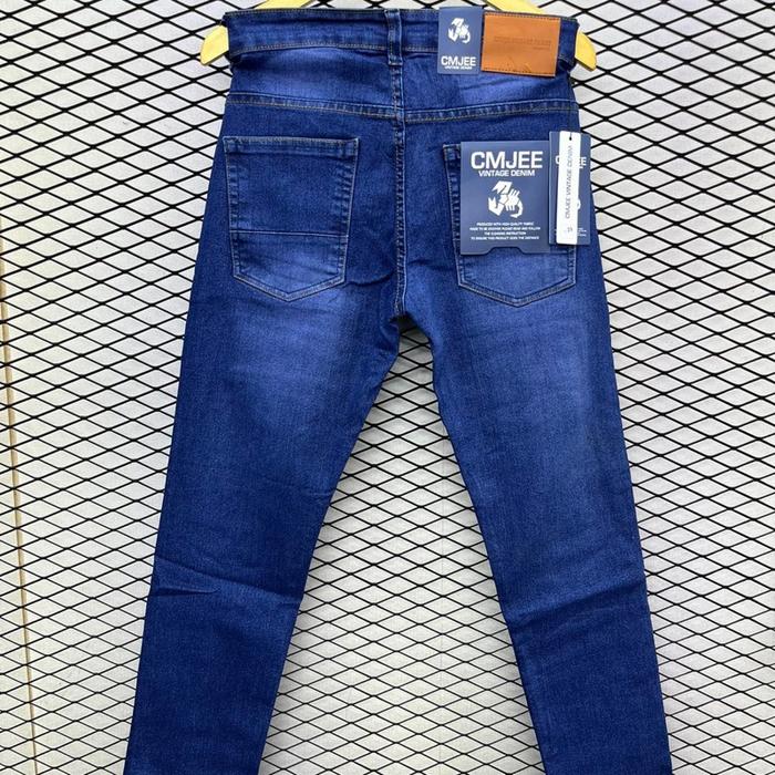 CMJEE Celana Jeans Pria Slim Fit Stretch Biru Lembut Nyaman Size 27-34 Model Skinny Pensil Denim Cow