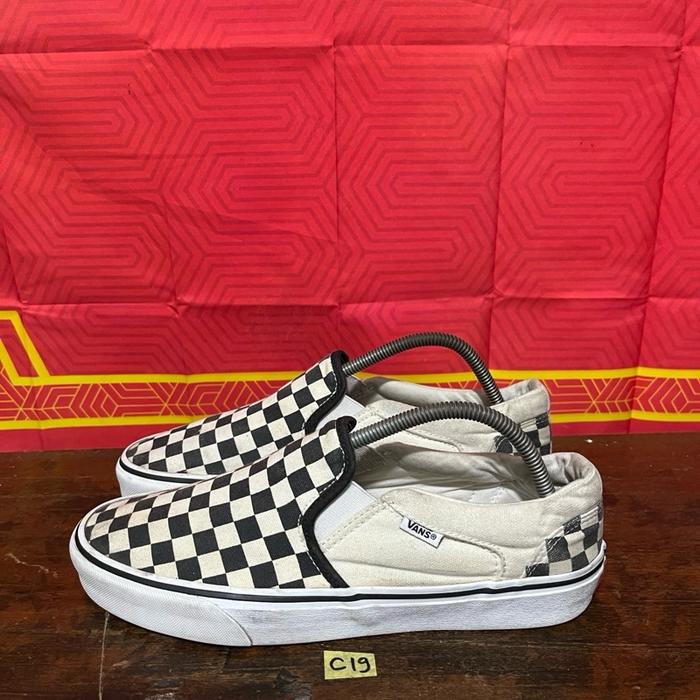 Sepatu second ori vans slip on checkerboard size 42