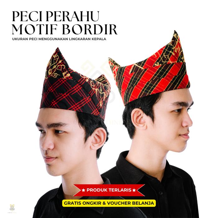 PECI BORDIR PERAHU TAPIS LAMPUNG - LAMPUNG ETHNICA - TAPIS LAMPUNG - KOPIAH - SONGKOK - PRIA - ANAK 