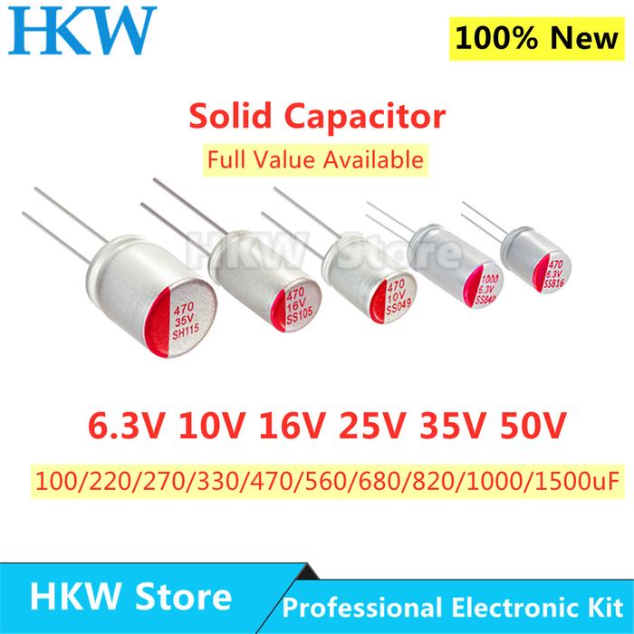 10pcs New DIP Solid Electrolytic Capacitor Super Low ESR 6.3V 16V 25V