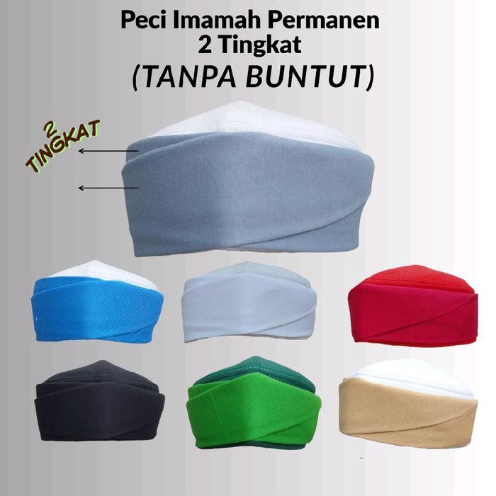 Terlaris Peci Imamah Permanen 2 Tingkat Tanpa Buntut - Sorban imamah permanen