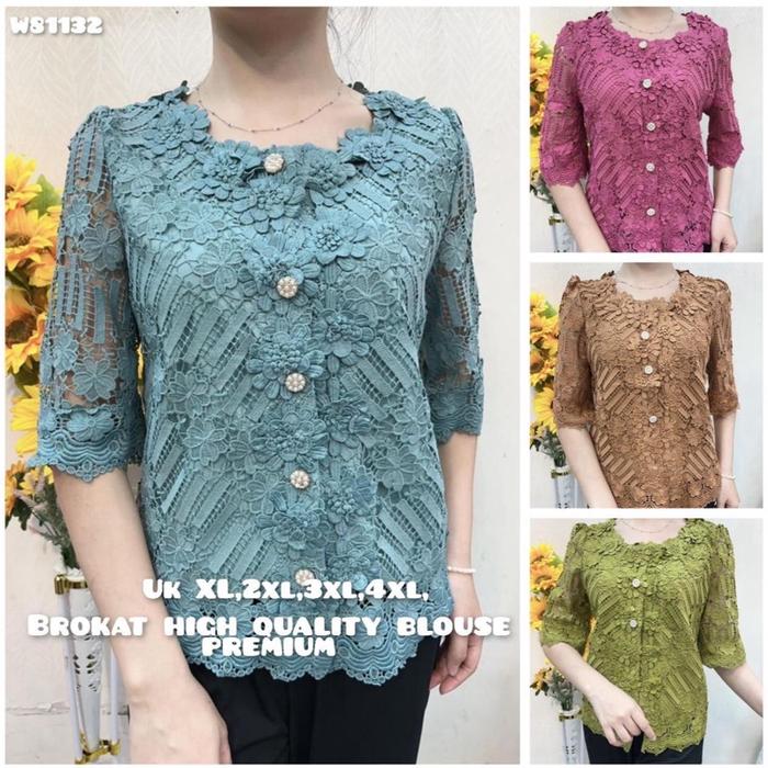 Brokat Chibi Lengan Sesiku WS1132 Blouse Premium High Quality Uk XL 2XL 3XL 4XL
