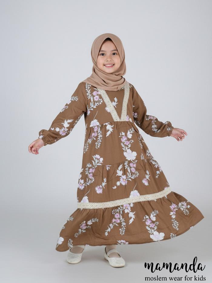 Mamanda Gamis Anak, Hommy Dress ( Tanpa Kerudung ) Choco Flo, Baju Muslim Remaja Cewek Syari