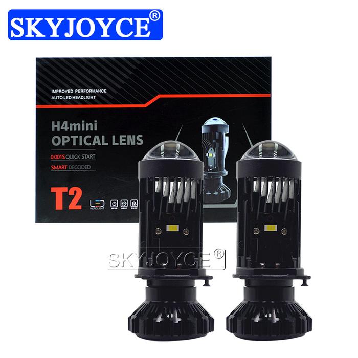 10 Set SKYJOYCE H4 Lensa Mini LED T2 H4 Lensa Proyektor LED 100W