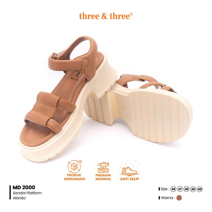 THREE & THREE -Sandal Women Slip On Wedges Wanita MD 2000