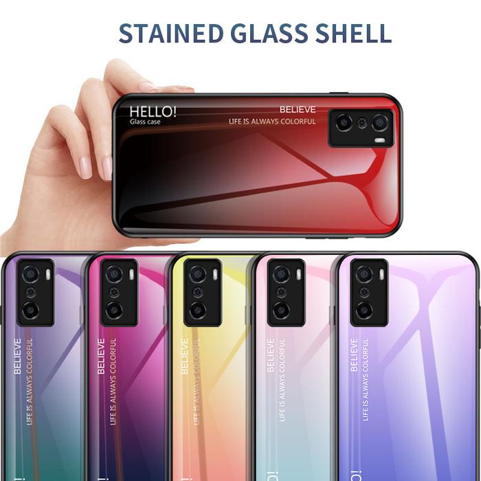 Fashion Gradient Tempered Glass Case For Oppo A93 A93S A94 A95 A96 5G