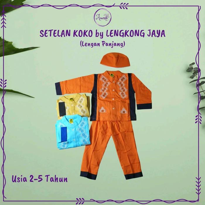 LENGKONG JAYA - Set koko Muslim anak laki-laki usia 2-5 Tahun bahan katun kombed Nyaman