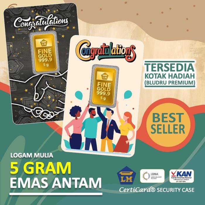 Emas Hartadinata x Antam 5 gram gr Kado Selamat Hadiah Prestasi Bingkisan Selamat